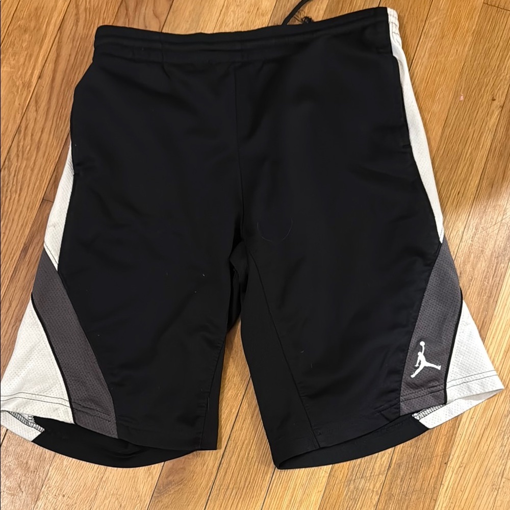 Nike Air Jordan Black and White Athletic Shorts w/Elastic Waistband & Po…